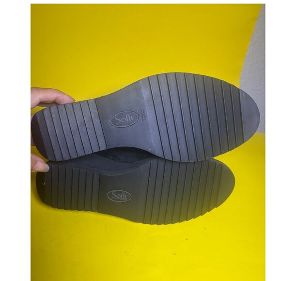 Sofft Women's Black Suede Leather Ankle Wedge Boots Size 6.5 M - Picture 6 of 8